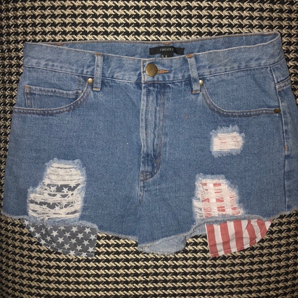 Forever 21 Pants - Forever 21 patriotic jean shorts